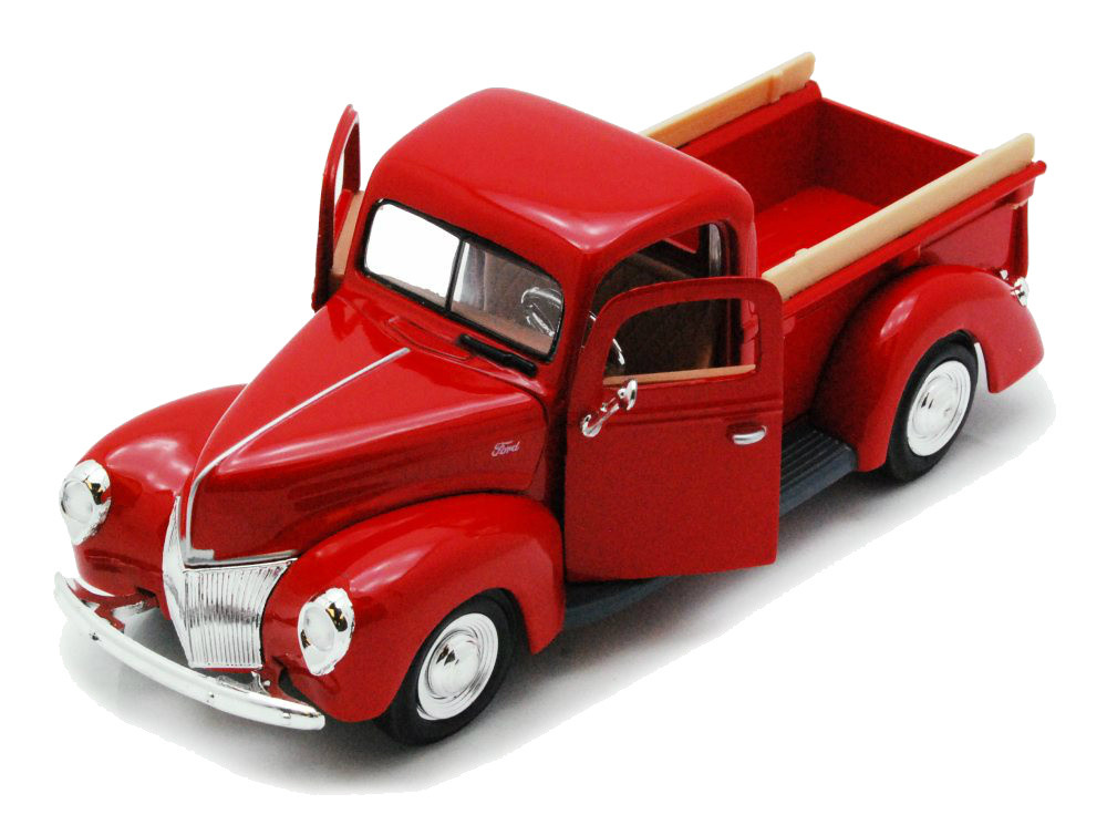 1940 Ford Pick Up Truck red 1/24 Scale Diecast Model By Motor Max 73234